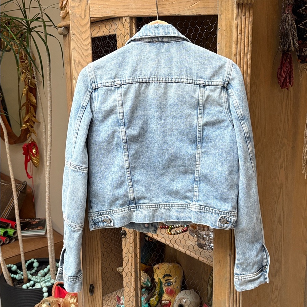 Free People Women's Rumors Distressed Denim Jean Jacket - Picture 8 of 11